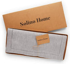 Solino Home Linen Oyster Grey Table Runner 36 Inches - Milan Hemstitch, 100% Pure Linen Coffee Table Runner 14 x 36 Inch Ideal for Dresser Tables - Fall, Halloween, Thanksgiving, Christmas, Holiday