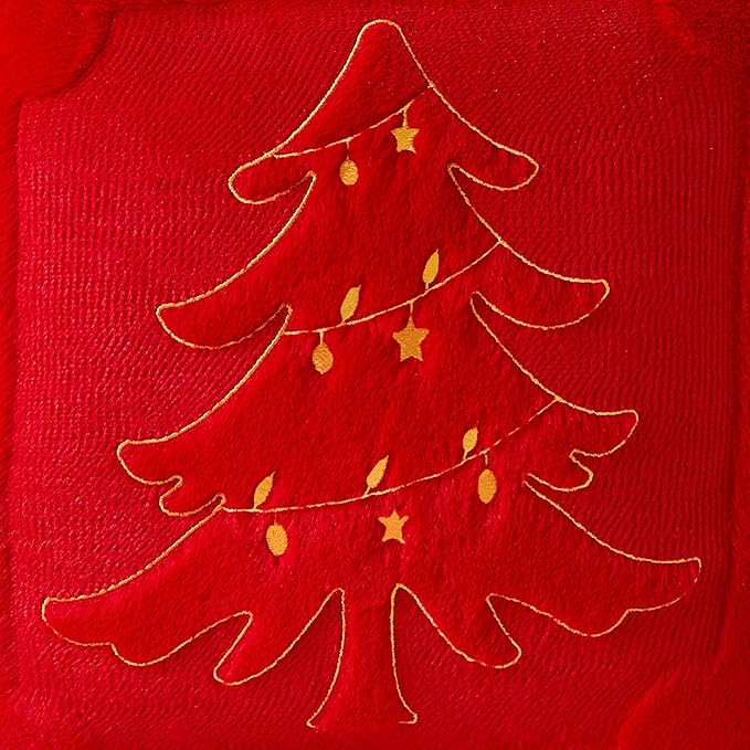 DFXSZ Christmas Pillow Covers 18x18 Yellow Star Light Red Christmas Tree Decoration Soft Plush Faux Fur Jacquard Throw Pillows for Bedroom Sofa Holiday Festivals Winter Home Decor PTK067B18