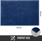 Sturdy Front Door Mat, Absorbent Muddy Dirt Resist Welcome Door Mats Outdoor Indoor, Stain and Fade Resistant, Non-Slip Rubber Backing Low Profile Doormat for Entryway, 47×32, Blue
