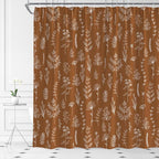Burnt Orange Botanical Shower Curtain Vintage Herbs Floral Farmhouse Cute Boho Leaves Plant Retro Flowers Bathroom Curtain Set with Hooks(70" WX70 H)
