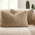 MIULEE Pack of 2 Lumbar Throw Pillow Covers 12x20 Inch Neutral Khaki Faux Fur Decorative Sherpa Pillow Covers Fuzzy Accent Soft Sheepskin Fleece Cushion Cases for Boho Home Decor Living Room Bed Chair