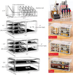 Cq acrylic Makeup Organizer Skin Care Large Clear Cosmetic Display Cases Stackable Storage Box With 11 Drawers For Vanity,Set of 4