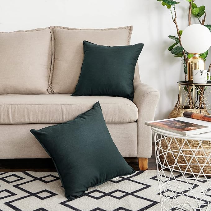 Jeanerlor 20"x20" Pillowcase Green Cousion Cover Decor Cotton Linen with Unique Design to Embellish Garden/Office/Chair/Bed/Couch,(50 x 50cm), Cyan