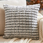 Aeckself Boho Chenille Tufted Pillow Cover 20x20 Inch, Decorative Square Throw Pillow Cover Neutral Pillowcase for Couch Bedroom Living Room, Black Gray