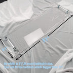 31" Silver Handles Luxury Bathtub Tray Caddy for Bath tub Table Tray with Silver Handles for Bathroom Bath Accessories Storage Organizer tub Tray