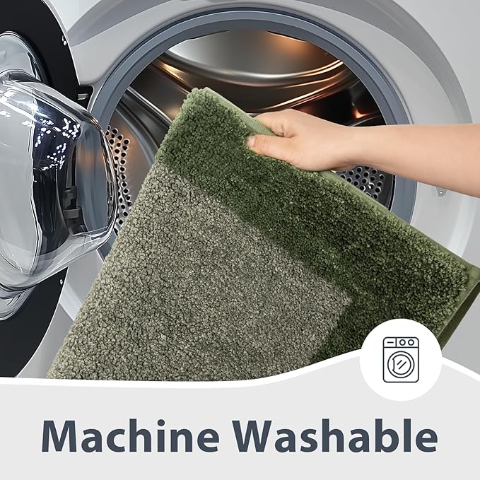 Bathroom Rugs 24" x 60", Non-Slip Extra Soft Absorbent Bath Rugs, Machine Washable Quick Dry Bath Mats for Bathroom Floor, Shower, Bathtub and Sink, Sage Green & Budding Green