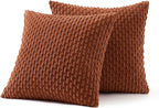 MIULEE Burnt Throw Pillow Covers Soft Corduroy Decorative Set of 2 Boho Striped Pillow Covers Pillowcases Farmhouse Home Decor for Couch Bed Sofa Living Room 18x18 Inch