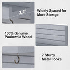 Key Holder Wall Mount, Entryway Mail Organizer with Shelf, Decorative Key Hanger with 7 Hooks Holds Leashes and Glasses, Includes Mounting Hardware (13.8” x 5.3” x 3.2”)