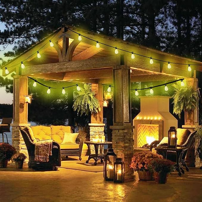 60FT Outdoor String Lights S11 LED Patio with 17 Plastic Bulbs(1 Spare),Waterproof Connectable Hanging Lights for Backyard Porch Balcony Party Decor
