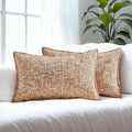HAUSSY Rust Throw Pillow Covers 12x20 Set of 2 Chenille Tweed Textured Decorative Couch Lumbar Pillow Covers Neutral Modern Pillow Cases for Sofa Bed Living Room Decor