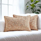 HAUSSY Rust Throw Pillow Covers 12x20 Set of 2 Chenille Tweed Textured Decorative Couch Lumbar Pillow Covers Neutral Modern Pillow Cases for Sofa Bed Living Room Decor