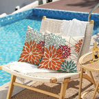 Orange and Red Floral Pillow Covers 16x16 Set of 2 Outdoor Waterproof Decorative Throw Pillows Fall Pillow Covers Polyester Cushion Case Decor for Couch Patio Funiture Garden Porch 01W16