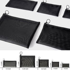 patu Zipper Mesh Bags, Pack of 5 (XS/S/M/L & Long Pouch), Beauty Makeup Cosmetic Accessories Organizer, Travel Toiletry Kit Set Storage Case, Black