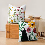Adabana Neutral Decorative Floral Pillow Covers 18x18 Inch Boho Embroidered Throw Pillow Cover Farmhouse Couch Cushion Cases for Bed Sofa Bedrrom Living Room Decor,Spring Green