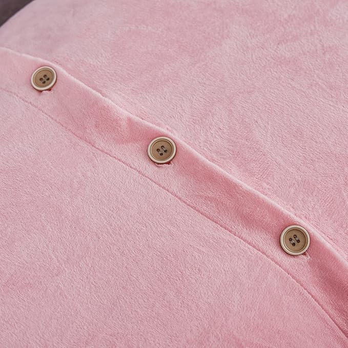 WERDIM Shaggy Faux Fur Pillowcases 2 Pack Button Closure Velvet Pillow Shams Queen Size (Pink, 20 X 26 Inches)
