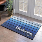 Bulijojo Nave Blue Entrance Door Mat Large 17 x 30 Inch Entry Way Doormat Front Door Rug Outdoor Heavy Duty Welcome Mat, Non Slip Rubber Back Low Profile