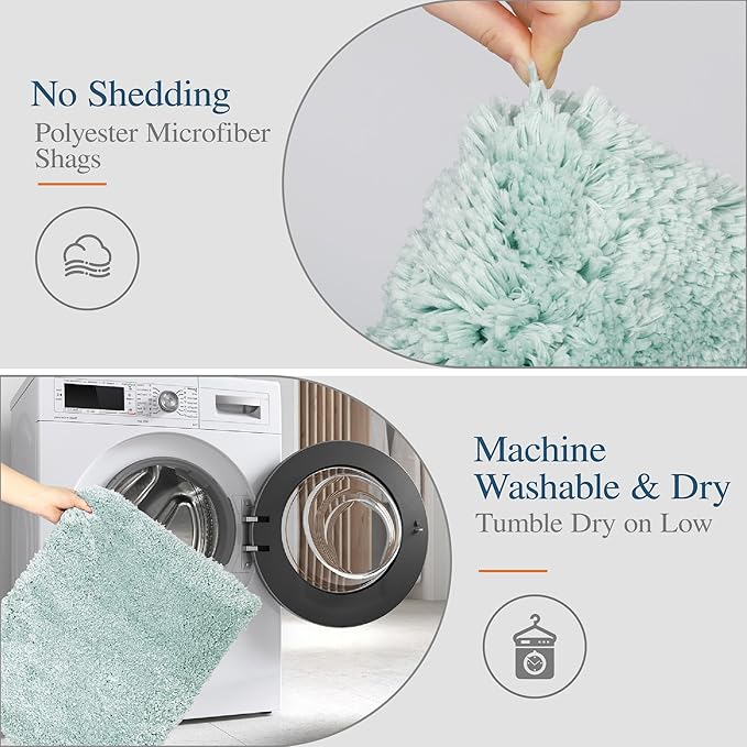 Walensee Large Bathroom Rug (24 x 72, Aqua) Extra Soft and Absorbent Shaggy Bath Mat Machine Washable Microfiber Non Slip Luxury Floor Mat