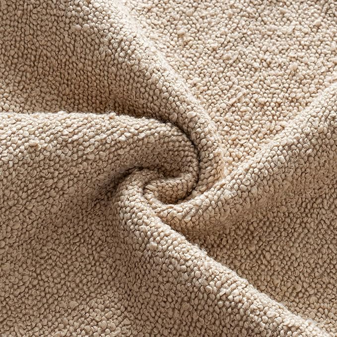 MIULEE Textured Boucle Throw Pillow Cover Khaki Accent Solid Lumbar Pillow Case Decorative Soft Pack of 1 Couch Cushion Chair Sofa Bedroom Livingroom Home Decor,36x14 Inch