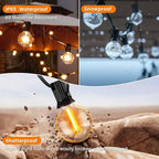 OHLUX Outdoor String Lights, 27 FT G40 Globe LED Patio Lights with 13 Dimmable Plastic Bulbs(1 Spare), 2200K Waterproof Connectable Hanging for Backyard Porch Cafe Party Decor, E12 Socket Base