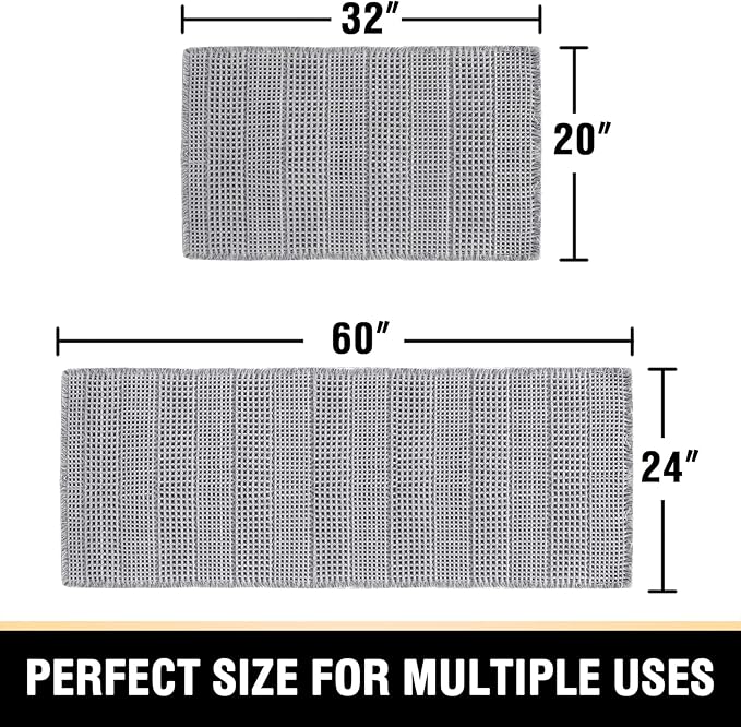 H.VERSAILTEX Waffle Bath Mat Super Absorbent Bathroom Mats Non Slip Bath Rugs for Bathroom Floor Machine Washable Ultra Soft Bathroom Rugs for Beside Tub, (32 x 20 Plus 24 x 60 - Inches, Dove)