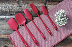 KITCHENLOVE Premium 600°F Heat Resistant 5 Piece Silicone Spatula Set for Baking, Cooking, Mixing - Non-Stick with High Grade S-Iron Steel Core - One Piece Seamless Design - BPA Free (Red)