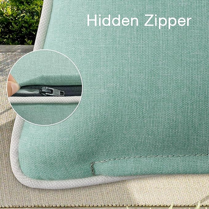 Decorative Outdoor Water Repellent Throw Pillows with Inserts, Set of 4, 16" x16" Pillows for Patio, Backyard, Bed, Couch, and Patio Furniture, Aqua Green