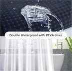 LaCyan 3 in 1 Waterproof Waffle Weave Shower Curtain and Clear Liner Set with 6 Stainless Steel Hooks Double Sided for Bathroom 72 Inches Heavy Duty Polyester Fabric Shower Curtains 36x72