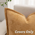 Mustard Yellow Decorative Throw Pillow Covers 20x20 Inch Set of 2 Cozy Soild Chenille Cushion Cases Soft Textured Square Couch Pillows Cover Boho Accent Farmhouse Pillowcases for Bed