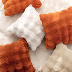 MIULEE Pack of 2 Decorative Pillow Covers Fall Thick Soft Plush Faux Fur Throw Pillows Luxury Home Decor for Couch Bedroom Living Room Sofa,18x18 Inch Rust