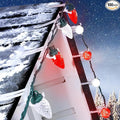 C9 Led Christmas String Lights, 68 Ft 100 LED Strawberry Roof Lights with 100 All in One Clips, Commercial Grade Waterproof Extendable for Indoor Outdoor Roofline Home Xmas Decor, Red & Pure White