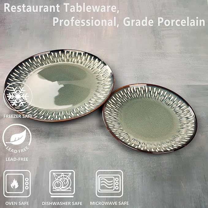 7.9-Inch Porcelain Plates Set, for Appetizer, Dinner Plates, Salad, Dessert, Snacks, Serving Plate Set of 6, Microwave and Dishwasher Safe, apply Home, Restaurant