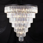 TOCHIC Large Crystal Chandelier for High Ceiling, 40 inch 7-Tier Modern Black Crystal Chandeliers Lighting Fixture, Round Light for Entryway Staircase Foyer Living Dining Room (Black, 40 Inches)