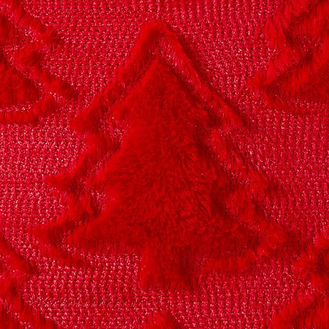 Christmas Pillow Covers 18x18 Set of 2 Red Double Christmas Tree Decorations Pillow Covers Soft Plush Faux Fur Decor for Xmas Winter Holiday Home Bedroom Sofa Cushion Cases PT-016B18