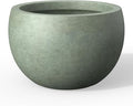 Kante 15.7" Dia Round Concrete Planter, Outdoor/Indoor Large Bowl Plant Pots with Drainage Hole and Rubber Plug for Garden Patio Balcony Home, Mint Green
