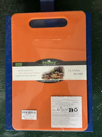 Fotouzy Plastic Utility Cutting Board with Handles, Food Safe PP Material, BPA Free, Dishwasher Safe, Thick Chopping Board, Large Size, Easy Grip Handle, for Kitchen (Orange)