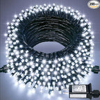 JMEXSUSS 200 LED White Christmas Lights Outdoor, 66ft Connectable Christmas Tree Lights Green Wire, 8 Modes Waterproof Christmas Twinkle String Lights Plug in for Xmas Wedding Party Indoor Decorations