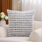 LUOYEHK Boho Throw Pillow Covers 18x18 Inch Set of 2 Chenille Tufted Pillowcase Farmhouse Neutral Cushion Covers for Couch Sofa Bed Living Room, Black Gray
