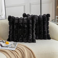 Neelvin Black Faux Fur Cozy Soft Plaid Decorative Throw Pillow Covers 22x22 inch Set of 2,Velvet Pillowcase Cushion Case for Sofa Couch