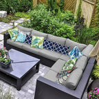 JMGBird Outdoor Waterproof Lumbar Pillows Set of 2 with Insert 12x20 Inch for Patio Furniture
