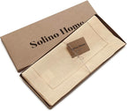 Solino Home Linen Beige Table Runner 108 Inches Long - 100% Pure Linen 14 x 108 Inch Table Runner for Fall, Autumn, Thanksgiving, Christmas - Classic Hemstitch