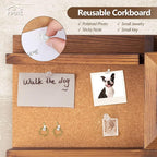 Key Holder for Wall with Mail Organizer,Farmhouse Mail and Key Holder for Wall,Key Hanger with ‌Metal 11 Hooks,Corkboard,and Shelf,Decorative Natural Pine Wood Entryway Organizer,14.6*11.1*3.3”,Brown