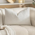 MIULEE Textured Boucle Throw Pillow Cover White Accent Solid Lumbar Christmas Pillow Case Decorative Soft Pack of 1 Couch Cushion Chair Sofa Bedroom Livingroom Home Decor,24x16 Inch