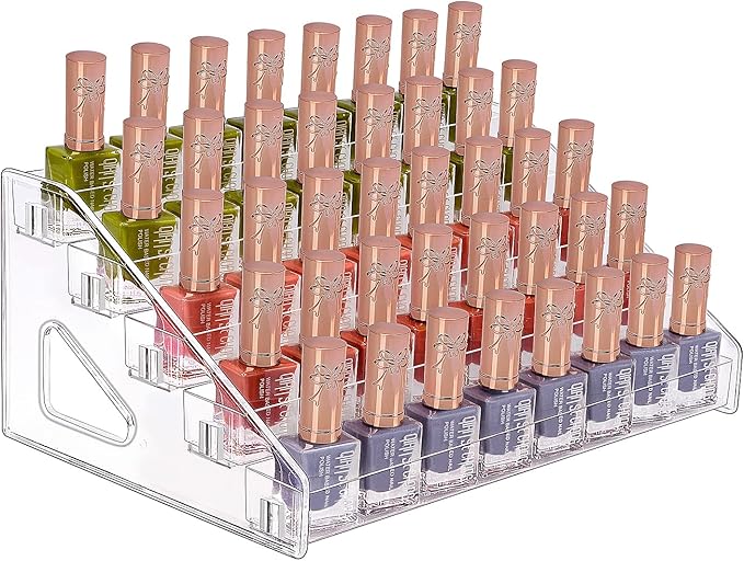 JessLab Nail Polish Organizer Sunglass Organizer, 5-Tier Clear Acrylic Acrylic Display Rack Eyeglasses Storage Essential Oil Holder Cosmetic Display Case Sunglasses Eyewear Shelf Tray