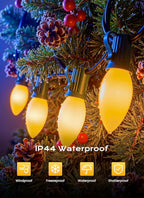Brightown C9 LED Christmas Lights Outdoor, 50 FT 50 Warm White Connectable C9 String Lights for Christmas Tree Patio Roofline Garden Backyard Holiday Party Indoor Outdoor Decoration, Green Wire