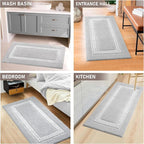 Gray Bathroom Rugs 24x47, Non Slip Washable Bath Mats,Super Soft Microfiber Bathroom Runner, Plush Fluffy Absorbent Bath Rugs for Sink Tub Basin Shower Floor