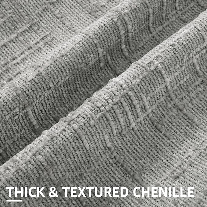 decorUhome Neutral Grey Chenille Throw Pillow Covers 18x18 Set of 2 Thick Textured Slubby Couch Pillow Covers Farmhouse Accent Modern Neutral Decorative Pillow Cases for Bed Sofa Living Room