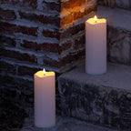 2pack 4"*10" Waterproof Outdoor Flameless Candles with Remote & Timer, Plastic Battery Operated LED Flickering Pillar Candles for Camping, Weddings, White