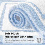 GRANNY SAYS Microfiber Bathroom Rugs Non Slip Washable, Water Absorbent Bathroom Mats for Tub Non Slip, Soft Bath Mats for Floor & Shower, Long Bath Rug, 24" x 36", Baby Blue