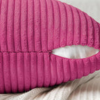 MIULEE Hot Pink Corduroy Pillow Covers Pack of 2 Boho Decorative Spliced Throw Pillow Covers Soft Solid Couch Pillowcases Cross Patchwork Textured Cushion Covers for Living Room Bed Sofa 18x18 inch