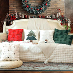 GEEORY Christmas Pillow Covers 26x26 Inch Set of 2, Christmas Decorations Xmas Tree Soft Plush Fluffy Faux Fur Decorative Throw Pillows Farmhouse Winter Cushion Case Green Brown GC033-26